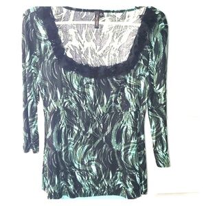 Olivia Paige 3/4 sleeve blouse fur like accent neckline